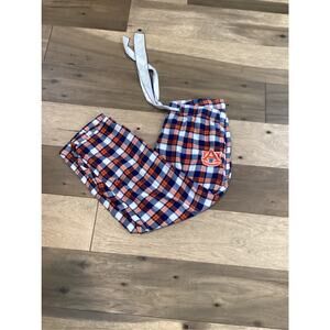 Auburn University Pajama Pants Men’s L Orange White Plaid Drawstring Lounge
